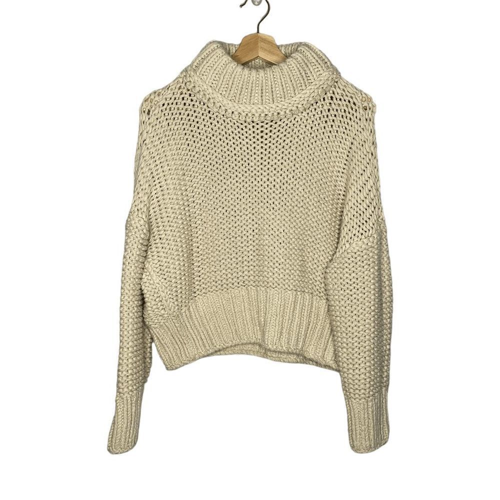 Free People Oversized Cropped Chunky Knit Pullover M